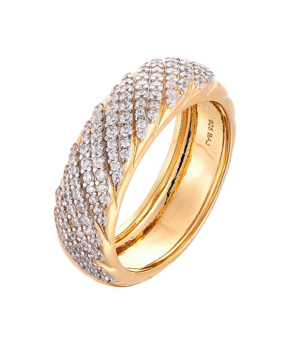 Casablanca Gold-Plated Pave CZ Twisted Sterling Silver Band