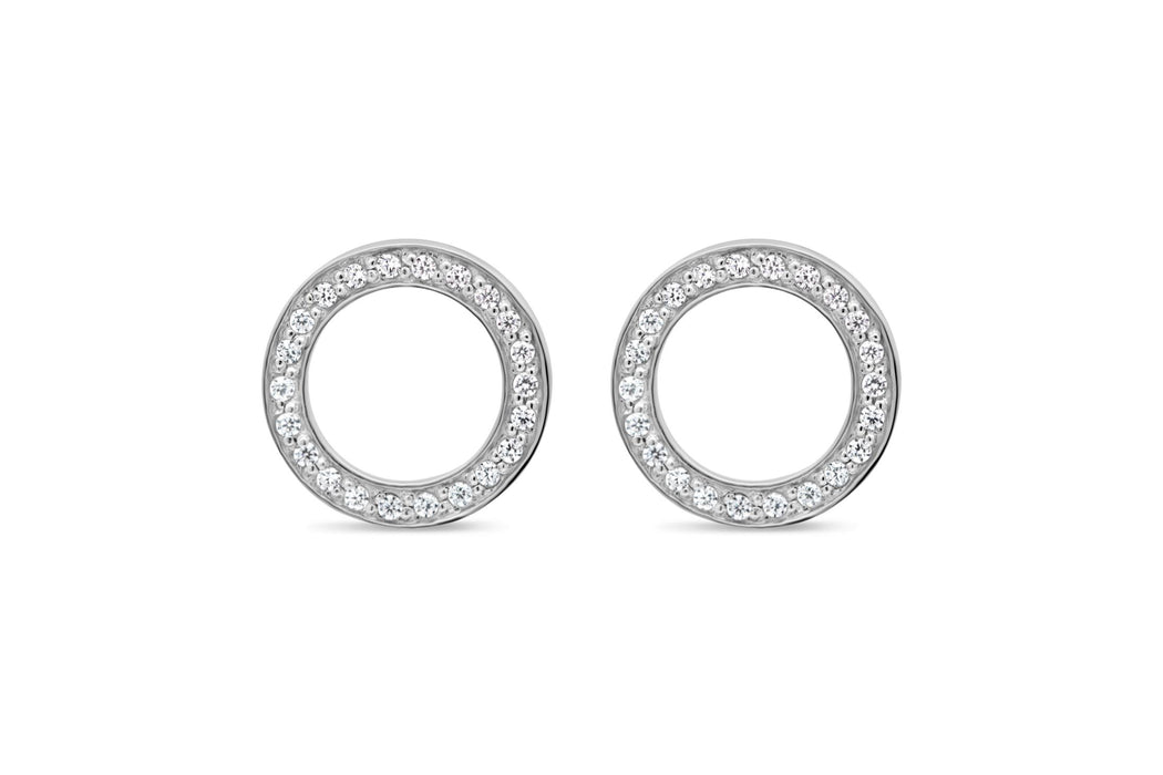 Casablanca Silver CZ Circle Stud Earrings