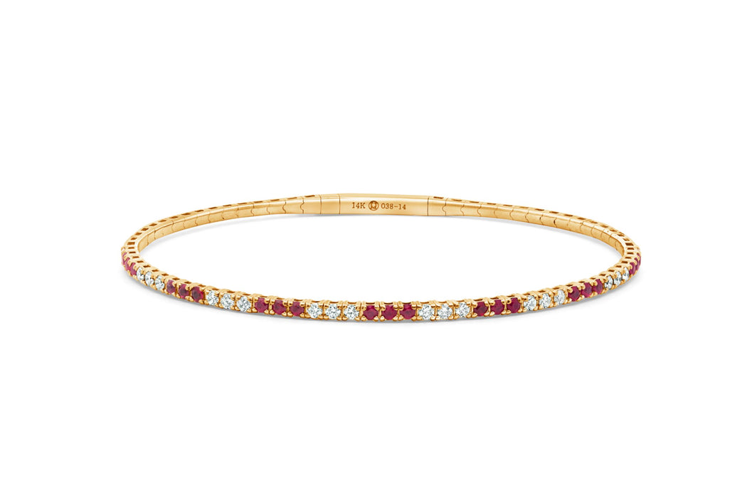 14kt Yellow Gold Diamond & Ruby Bangle