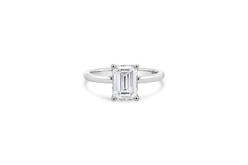 2.01CT Lab Grown Emerald Cut Diamond White Gold Engagement Ring