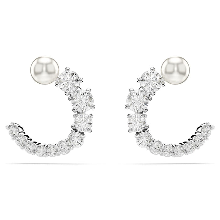 Swarovski Matrix Crystal & Pearl Hoop Earrings