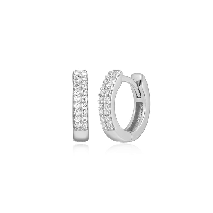 Monte Luna Silver Double Row Hoop Earrings