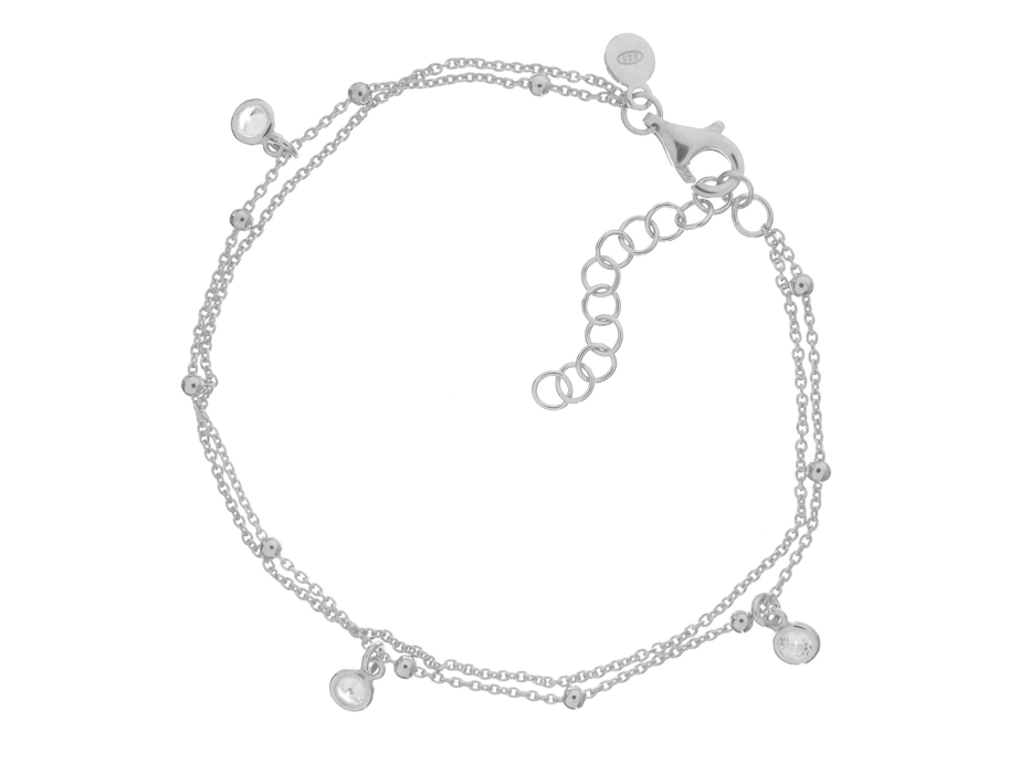 Casablanca Sterling Silver Beaded CZ Bracelet