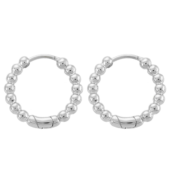 Casablanca Silver Beaded Hoop Earrings