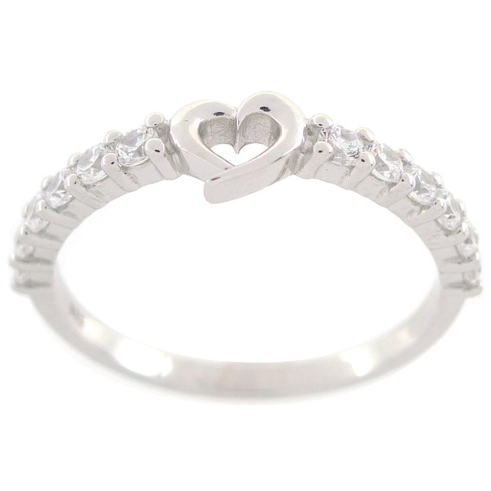 Casablanca Silver Heart CZ Ring