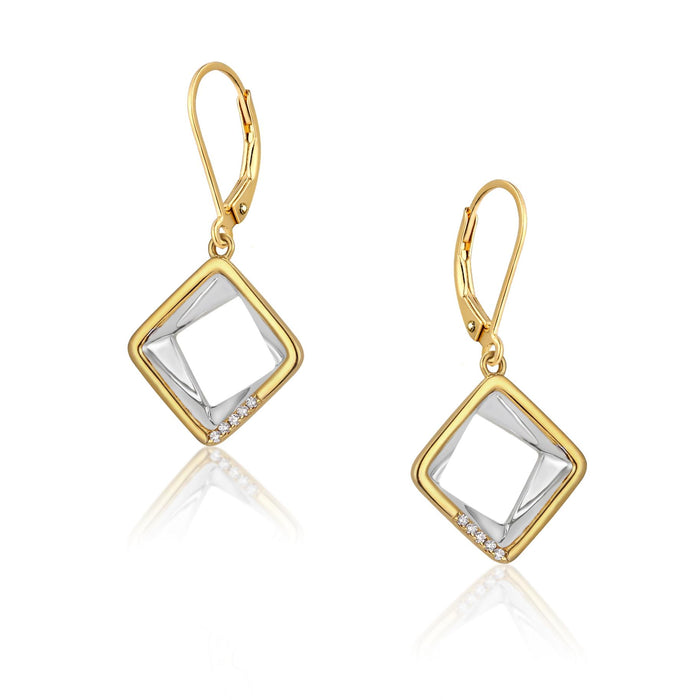 Casablanca Two- Tone Drop Diamond Earrings