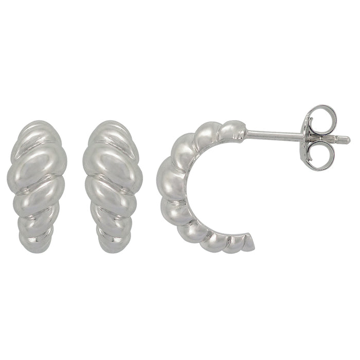 Casablanca Silver Twist Half Hoop Earring