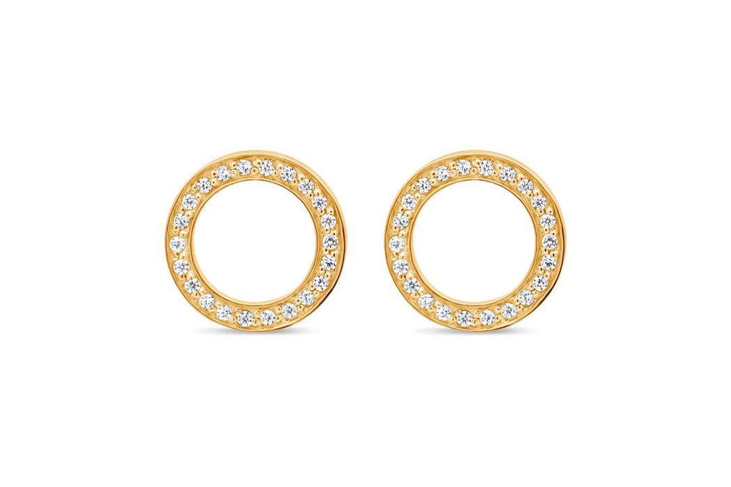 Casablanca Gold Plated CZ Circle Stud Earrings