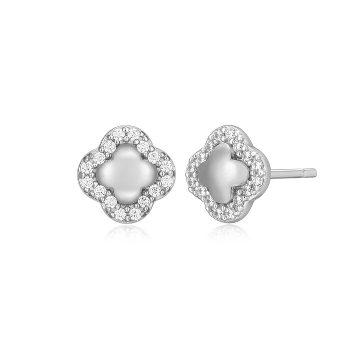 Monte Luna Silver Clover Stud Earrings