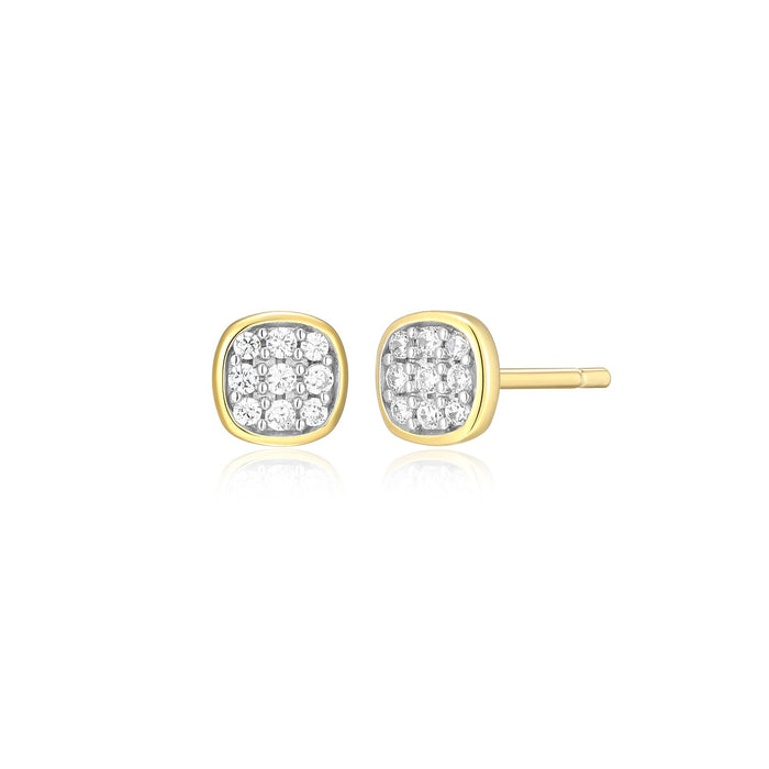 Monte Luna Gold Plated Cushion Stud Earrings