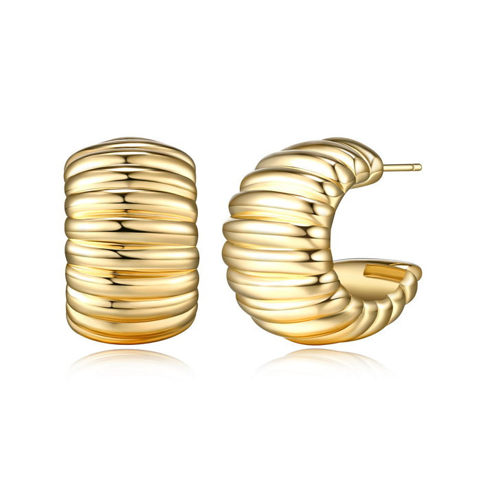 Casablanca Ribbed Hoop Earrings: Gold Plated