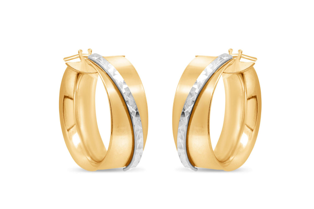 Casablanca Two-Tone Wide Hoop Earrings