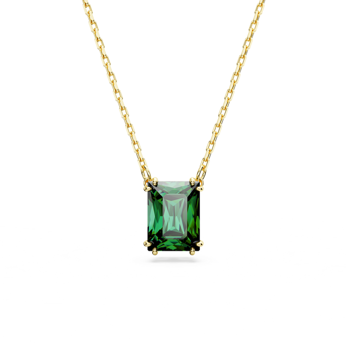 Swarovski Matrix Gold Tone Green Crystal Pendant & Chain