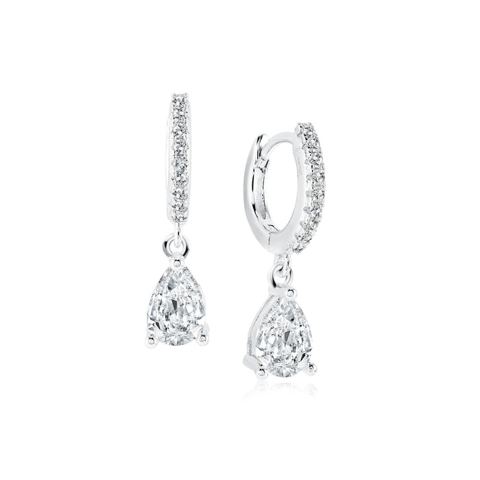 Italgem Stainless Steel Pear Drop Earrings