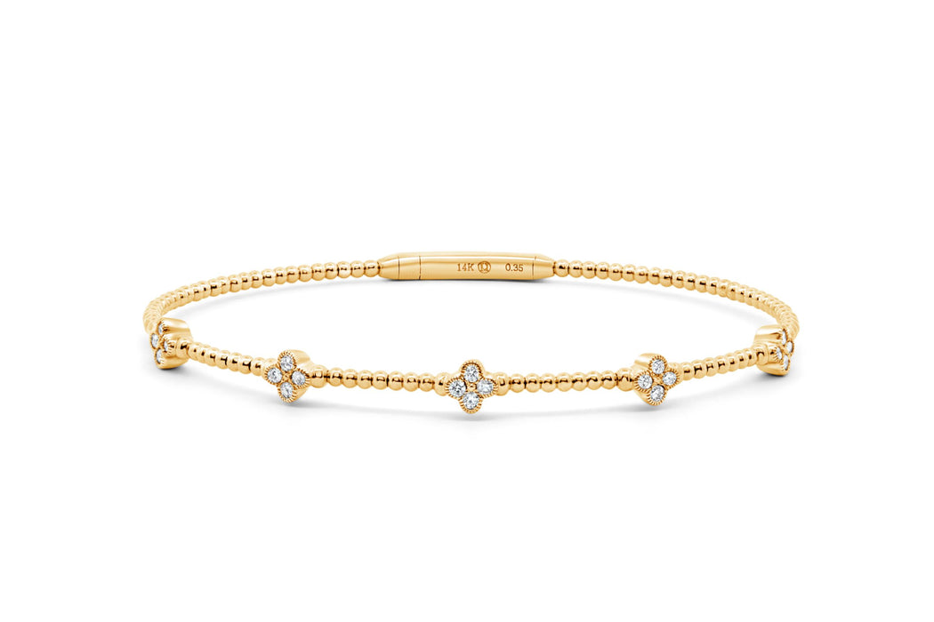 14kt Yellow Gold Diamond Flower Bangle