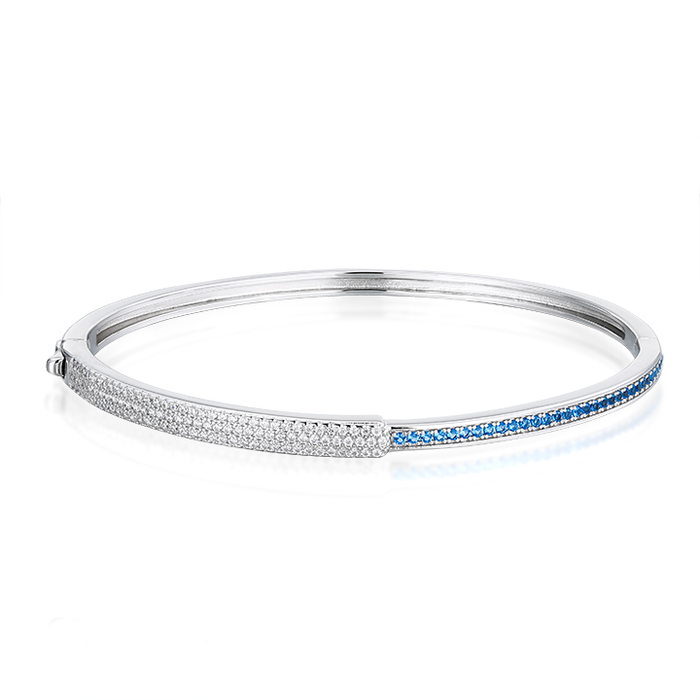 Casablanca Sterling Silver CZ & Blue Spinel Bangle Bracelet