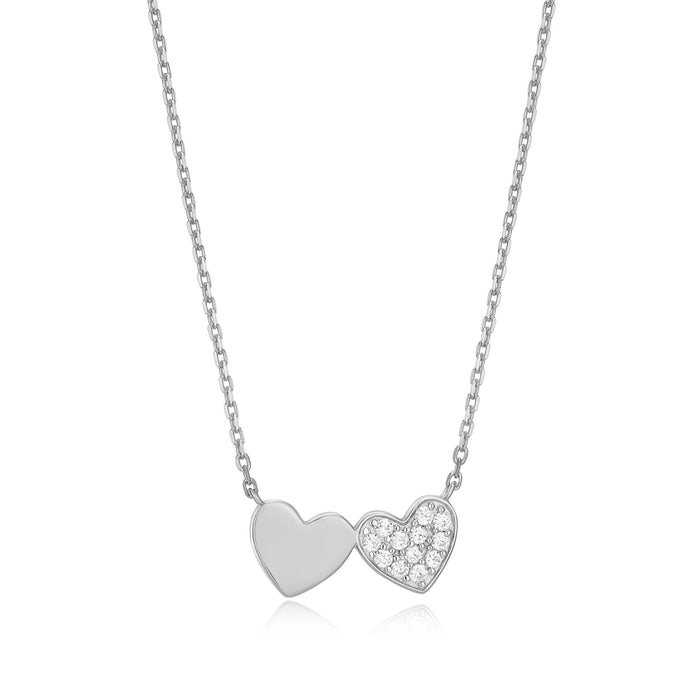 Monte Luna Sterling Silver  Double Heart Necklace