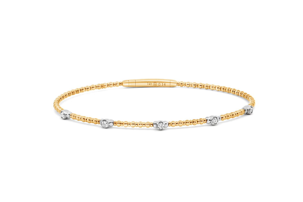 14kt Yellow Gold Diamond Beaded Bangle