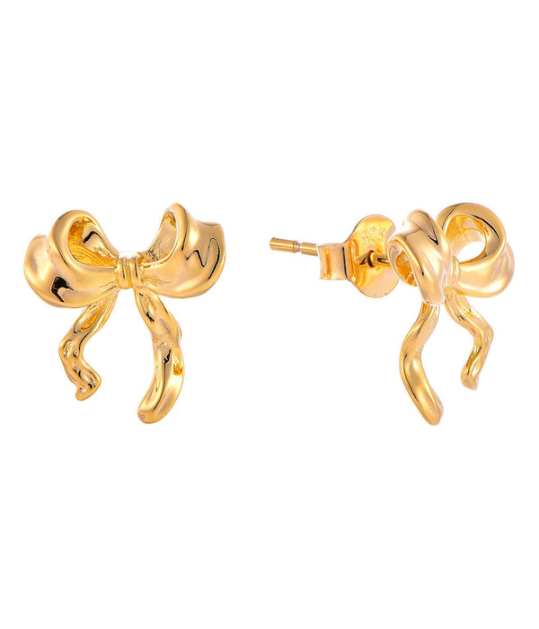 Casablanca Gold Plated Ribbon Stud Earrings