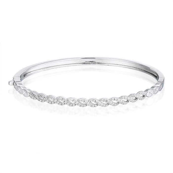 Casablanca Sterling Silver CZ Swirl Bangle Bracelet