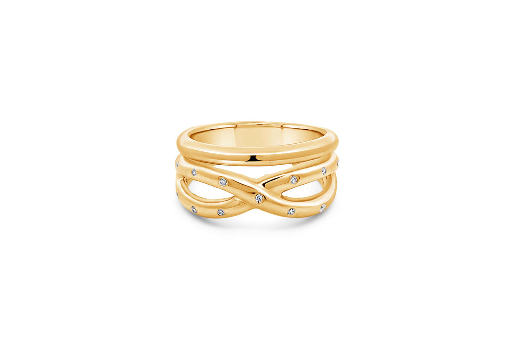 Gold Plated CZ Twist Ring