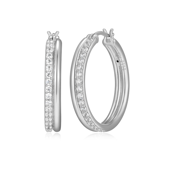 26MM Elle Goddess CZ Sterling Silver Earrings