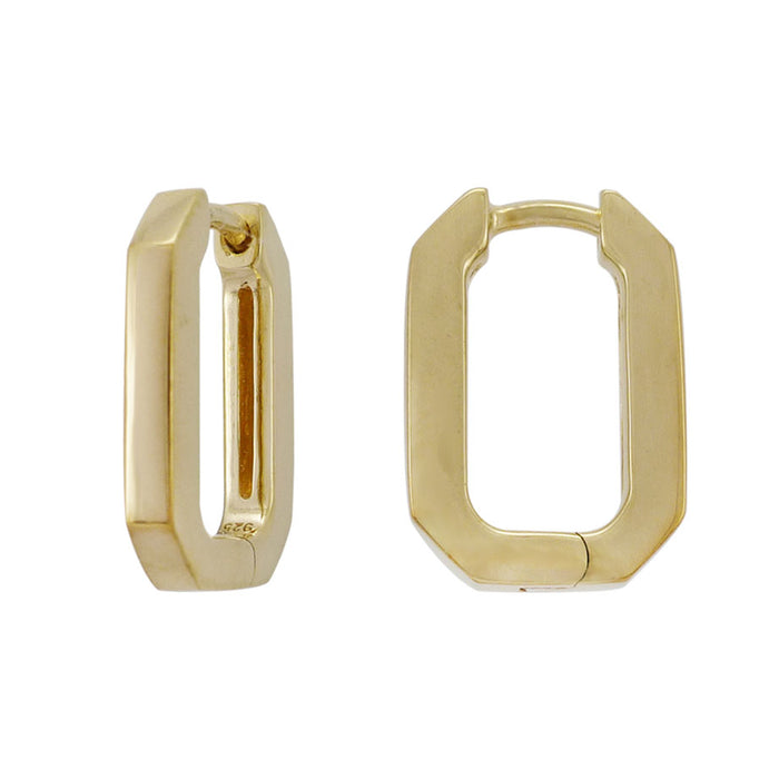 Casablanca Gold Plated Sterling Silver Rectangle Huggie Earrings