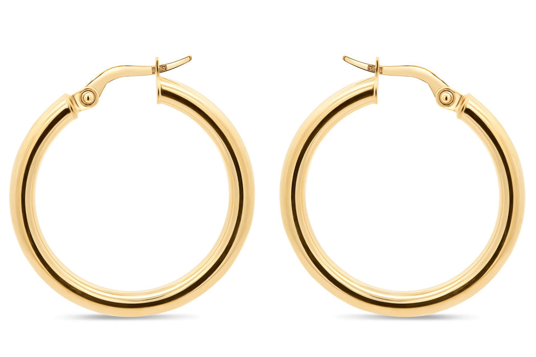 3mm Yellow Gold  Hoop Earrings