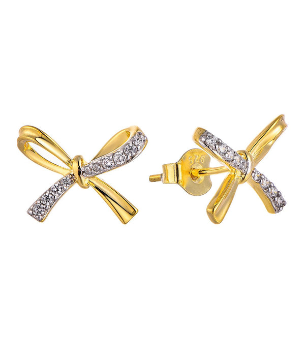 Casablanca Gold Plated CZ Bow Earrings