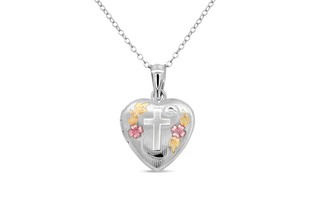 Casablanca Silver Heart & Cross Locket