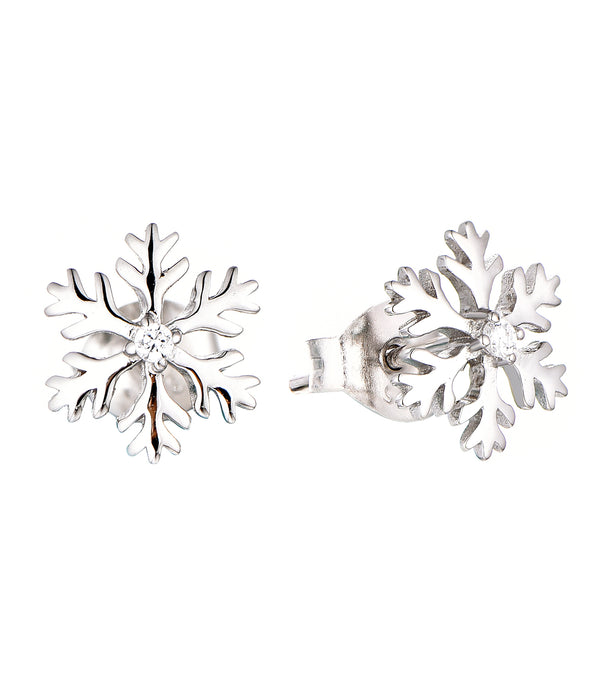 Casablanca CZ Sterling Silver Snowflake Earrings