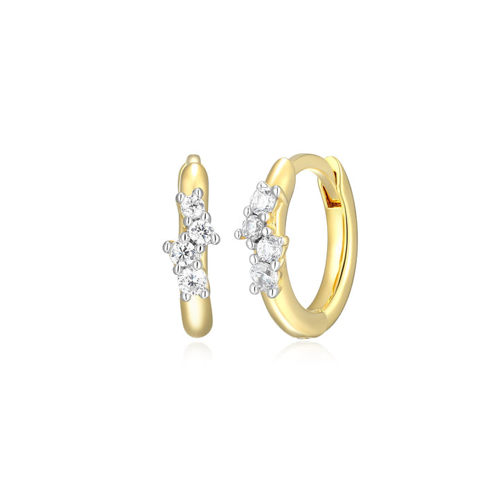 Monte Luna Gold Plated Four Stone Hoop Earrings