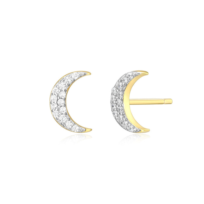 Monte Luna Gold Plated Crescent Moon Stud Earrings