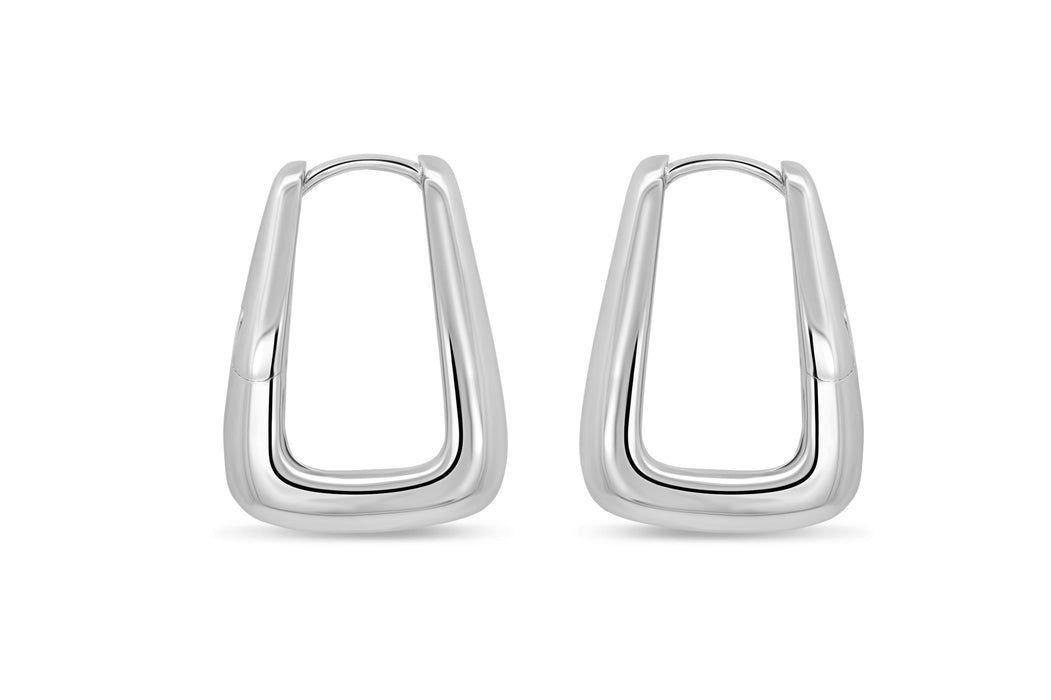 Casablanca Silver Bold Rectangle Hoop Earrings