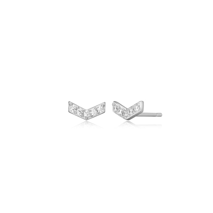 Monte Luna Silver V Shape Stud Earrings