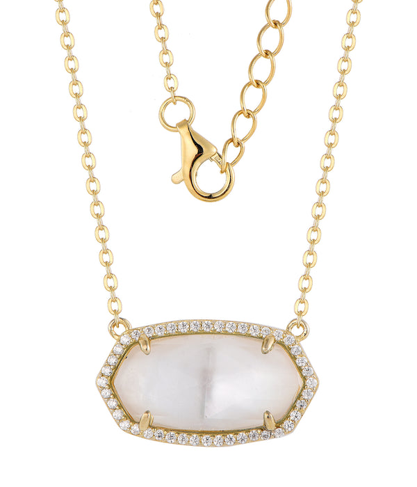 Casablanca Gold Plated Sterling Silver White Crystal Necklace