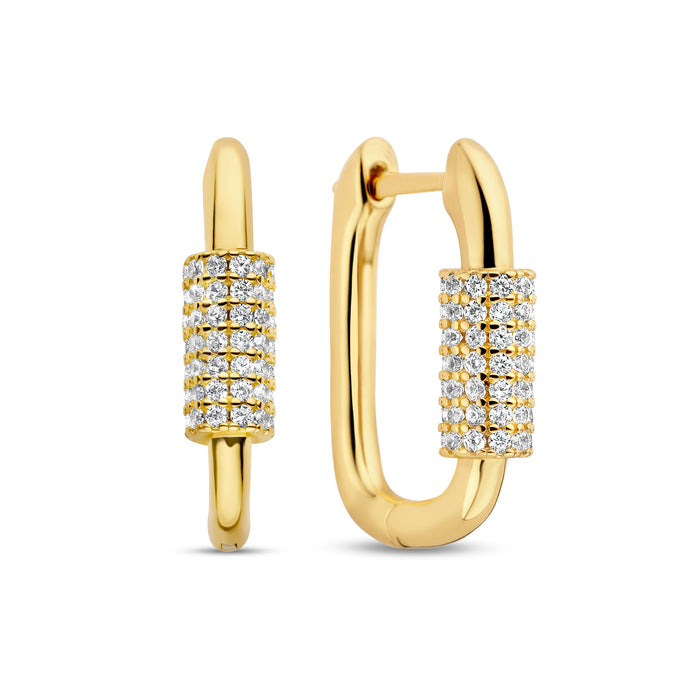 Casablanca CZ Gold Plated Sterling Silver Hoop Earrings