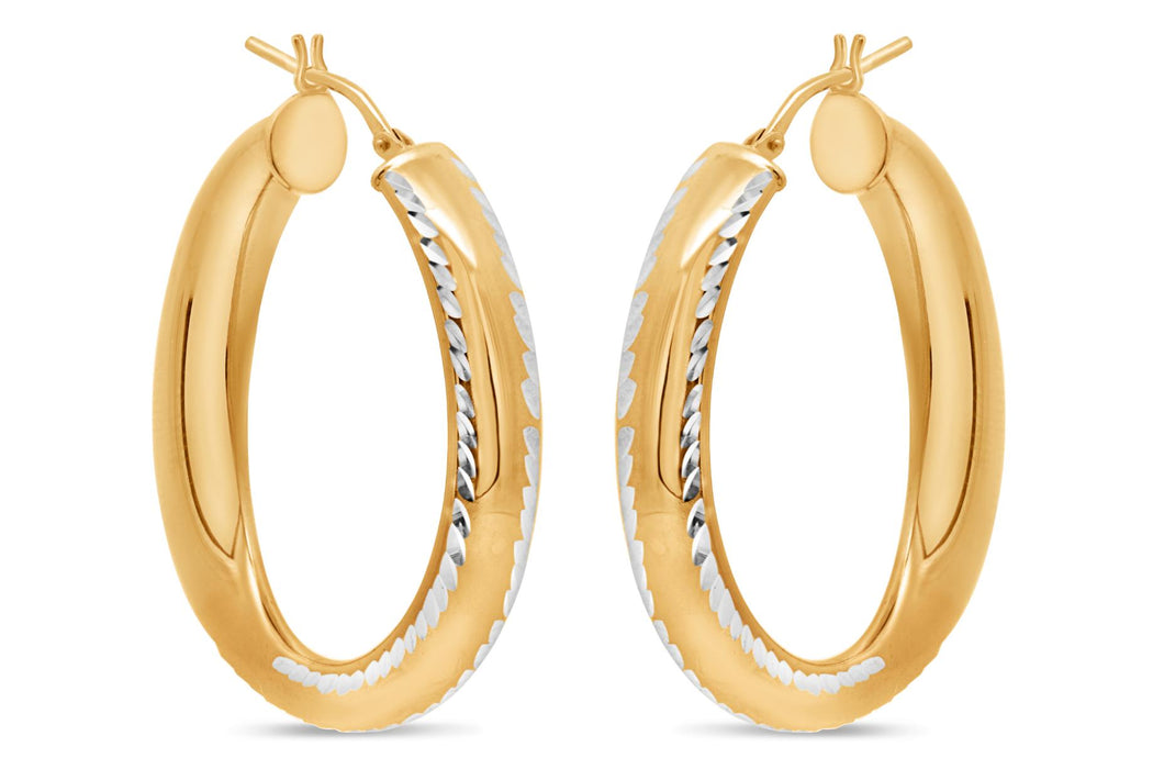 Casablanca Italian Gold Plated Oval Hoop Earrings