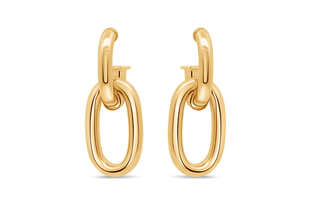 Casablanca Gold Plated Oval Linked Earrings