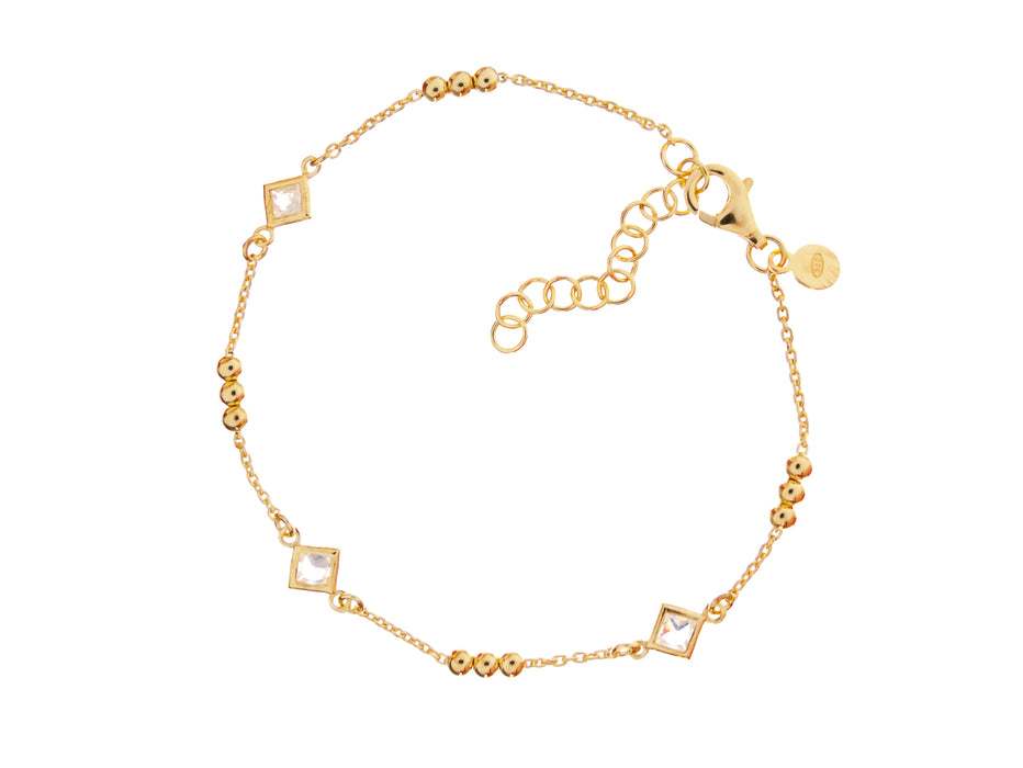 Casablanca Gold Plated CZ Beaded Sterling Silver Bracelet