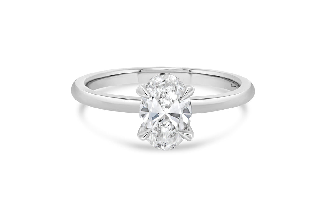 1.01CT Lab Grown Oval White Gold Engagement Ring