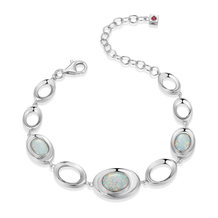 Elle Lab Created Opal Sterling Silver Bracelet