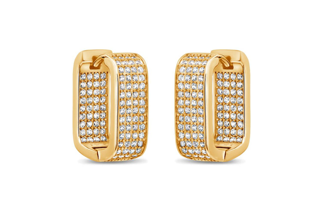 Yellow Gold Plated Square Hoop CZ Earrings