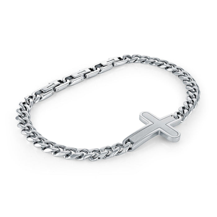 Italgem Men's Stainless Steel Adjustable Cross Bracelet