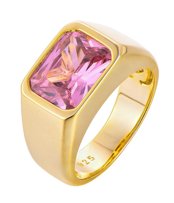 Casablanca Gold-Plated Pink CZ Sterling Silver Statement Ring