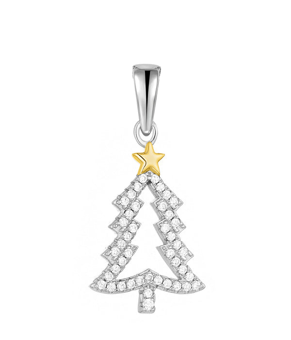 Casablanca Gold Plated Sterling Silver Christmas Tree Gold Star Necklace