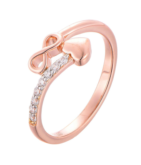 Casablanca Rose Gold-Plated Infinity and Heart CZ Sterling Silver Ring