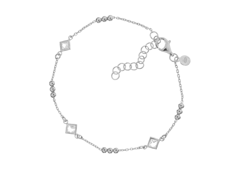 Casablanca Sterling Silver Beaded CZ Bracelet