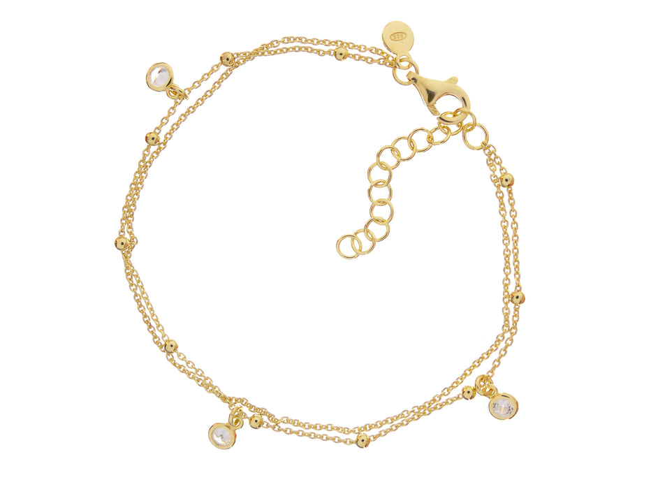 Casablanca Gold Plated Sterling Silver CZ Beaded Bracelet