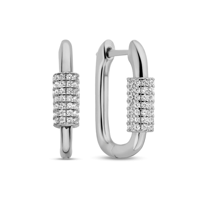 Casablanca Sterling Silver CZ Hoop Earrings